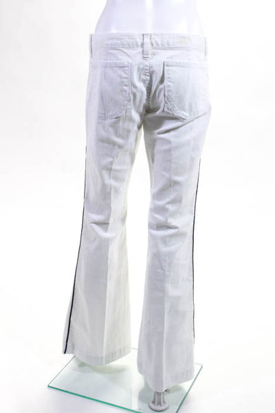 Anglo White Navy Blue Cotton Flare Leg Jeans Size 31 New