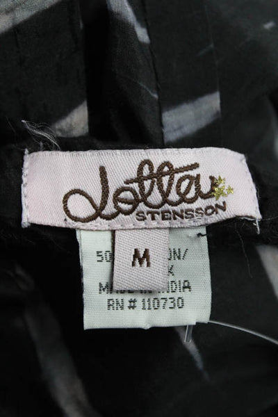 Lotta Stensson Black White Cotton Silk V Neck Knee Length Dress Size Medium