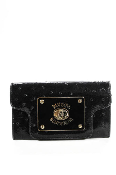 Blugirl Blumarine Black Embossed Patent Leather Turn Lock Wallet
