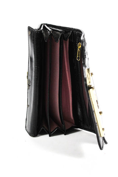 Blugirl Blumarine Black Embossed Patent Leather Turn Lock Wallet