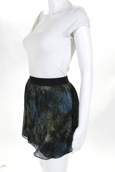 Theyskens Theory Blue Green Silk Printed Mini Skirt Size P