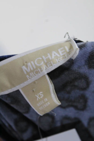 Michael Michael Kors Blue Animal Print Cowl Neck Stretch Dress Size Extra Small