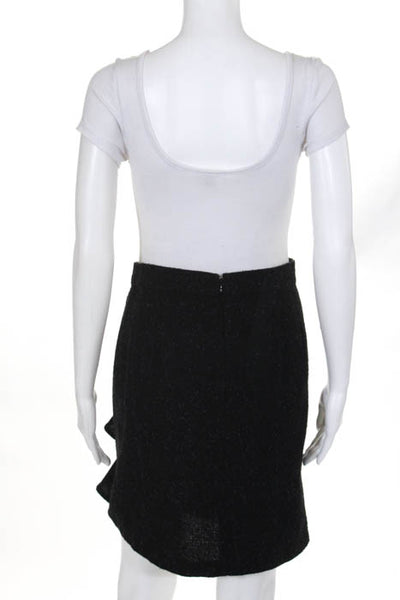 BB Dakota Black Speckled Ruffle Pencil Skirt Size 6