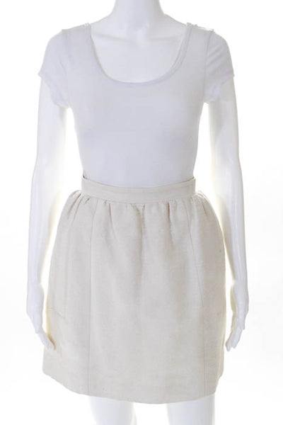 Carven White Cotton Pleated A Line Mini Skirt Size 38