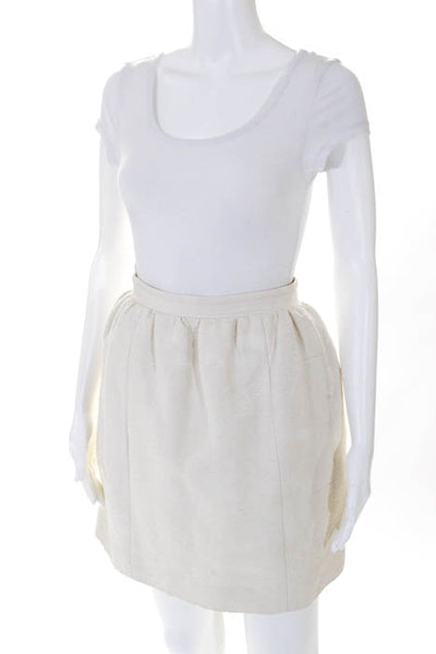 Carven White Cotton Pleated A Line Mini Skirt Size 38