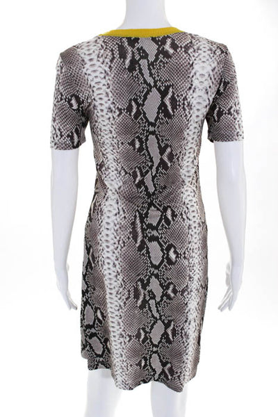 Carven White Taupe Black Animal Print Shift Dress Size Small