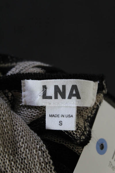 LNA Beige Black Striped Open Knit Tank Top Size Small