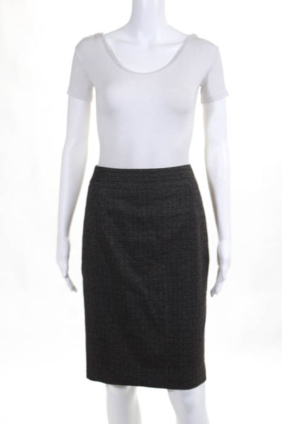 Tahari Gray Knit Flat Front Knee Length Pencil Skirt Size 2