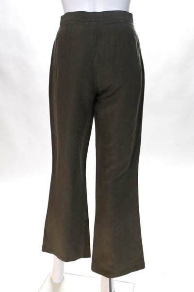 Emanuel Ungaro Green Linen Flat Front Straight Trouser Pants Size European 38