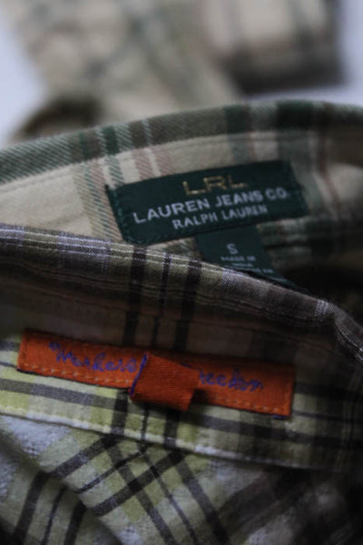 LRL Lauren Jeans Lot 2 Yellow Green Plaid Long Sleeve Button Down Shirt Size 2 S