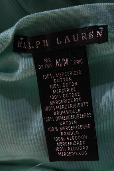 Ralph Lauren Black Label Teal Cotton Half Button Long Sleeve Shirt Size Medium