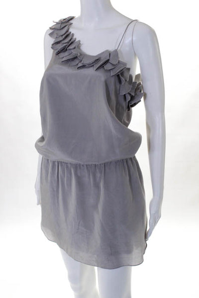 Loeffler Randall  Grey Cotton Ruffle Strap Drop Waist Dress Size 4