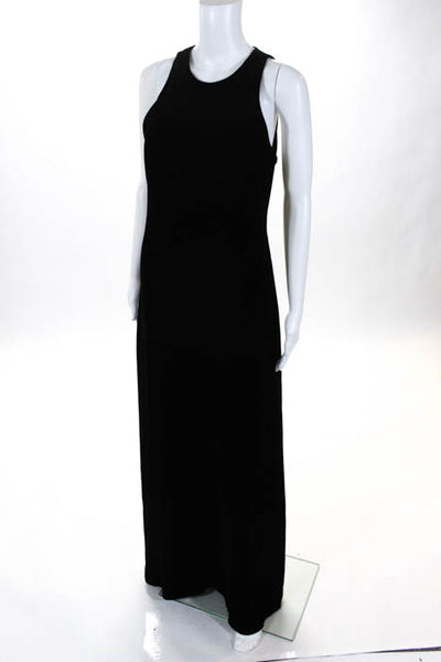 Nicole Miller Black Crew Neck Sleeveless Full Length Crushed Velvet Gown Size 8