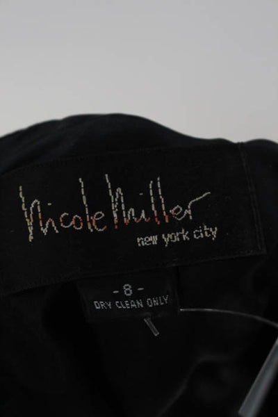 Nicole Miller Black Crew Neck Sleeveless Full Length Crushed Velvet Gown Size 8