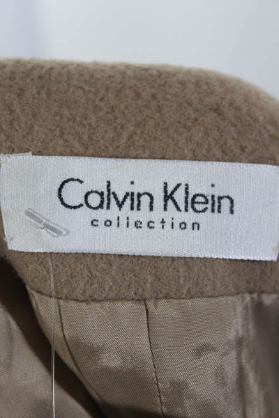 Calvin Klein Collection Tan Brown Wool Button Down Jacket Size Medium