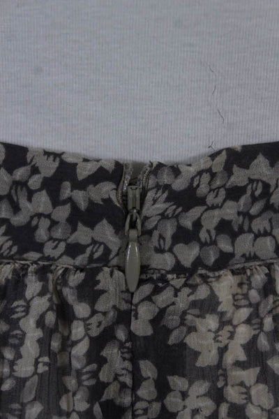 Paige Gray Beige Cotton Floral Print A Line Skirt Size Small