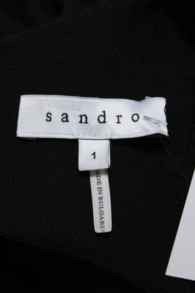Sandro  Black V Neck Short Sleeve Blouse Size 1
