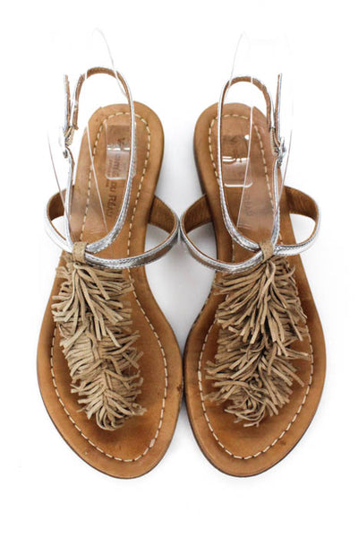 With Love By Visconti & Du Reau Brown Suede Fringe Ankle Strap Sandals Size 35 5