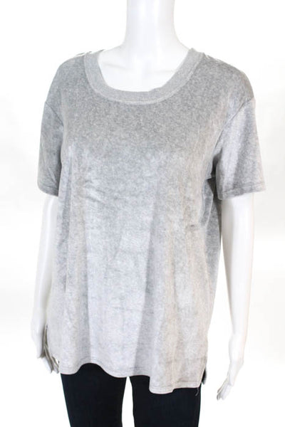 Feel the Piece Terre Jacobs Gray Velour Short Sleeve T-Shirt Size M/L New