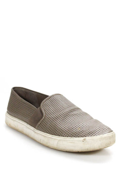 Vince Womens Sneakers Size 8 Gray Perforated Leather Platform Slip On