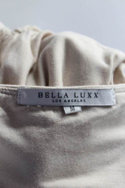 Bella Luxx Womens Skirt Size Medium Beige Ruched Pull On Mini