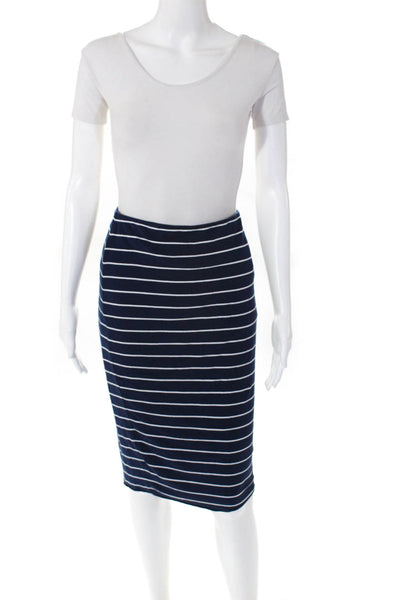 Vince Camuto Womens Straight Pencil Knee Length Skirt Blue White Strip Size S