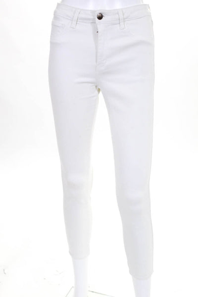 L'Agence Womens Mid-Rise Skinny Slim Leg Jeans Pants White Cotton Size 27