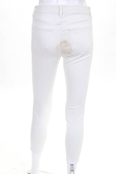 L'Agence Womens Mid-Rise Skinny Slim Leg Jeans Pants White Cotton Size 27