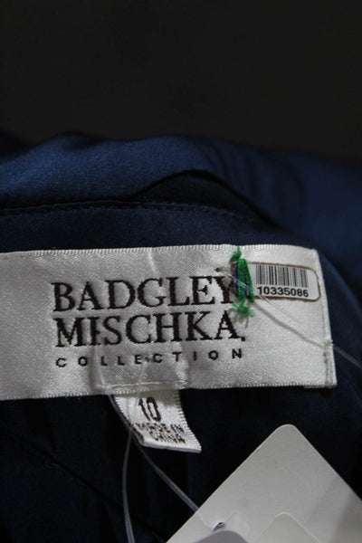 Badgley Mischka  Womens Drape Front Petunia Gown Navy Blue Size 10 10335086