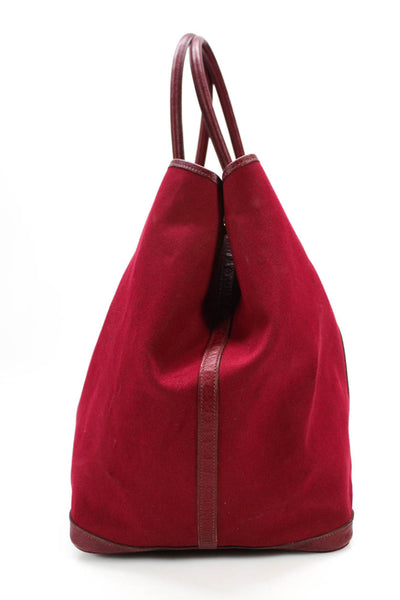 Hermes Womens Toile Canvas Garden Party 39 Weekender Tote Shoulder Handbag Red