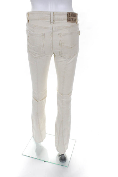 Zadig & Voltaire Womens Eclipse Mid Rise Flare Jeans Ivory Size 26