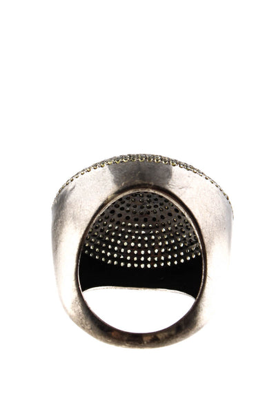 Jolie Altman Oxidized Sterling Silver Black Diamond Sapphire Smiley Ring Size 7