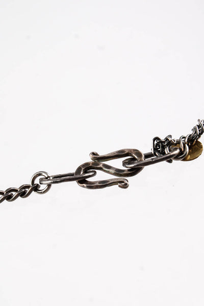 Designer Sterling Silver Multi Gemstone Diamond Chain Snake Charm Necklace