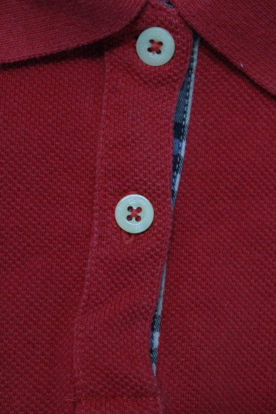 Burberrys Kids Cotton Short Sleeve Teddy Bear Polo Shirt Red Size Medium