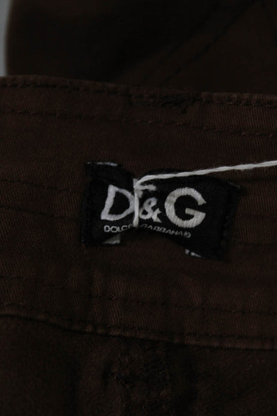Dolce & Gabbana Womens Cotton Blend Boot Cut Pants Brown Size 26