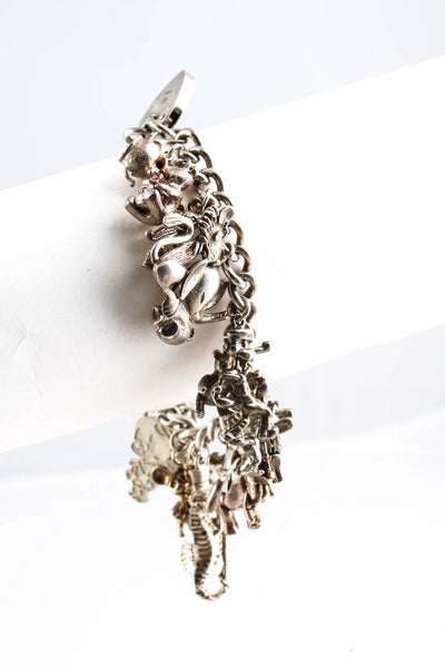 Designer Vintage 10KT Gold Seahorse Mouse Charm Bracelet Silver