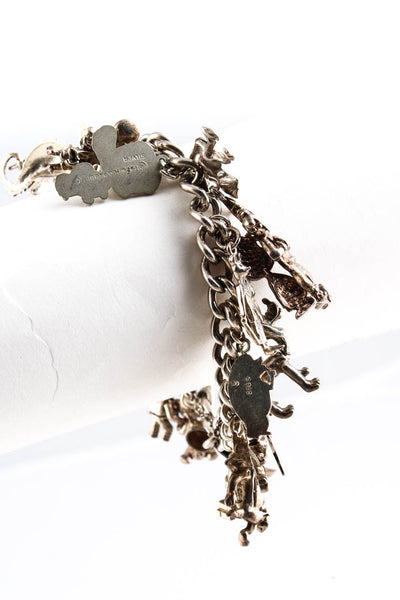 Designer Vintage 10KT Gold Seahorse Mouse Charm Bracelet Silver