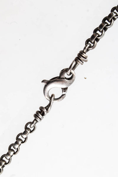 Designer Womens Antique Sterling Silver Chain Link Good Luck Charms Necklace