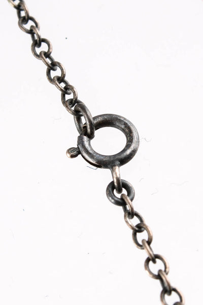 Designer Womens Silver Tone Chain Rhinestone Choker Necklace Black