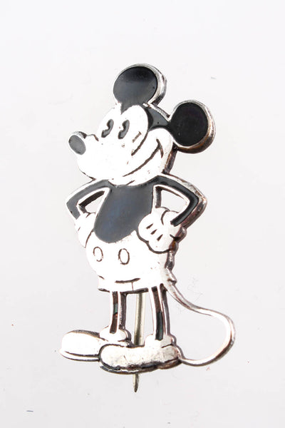 Designer Antique Cartoon Mouse Pin Silver Tone Gold Tone Lot 2