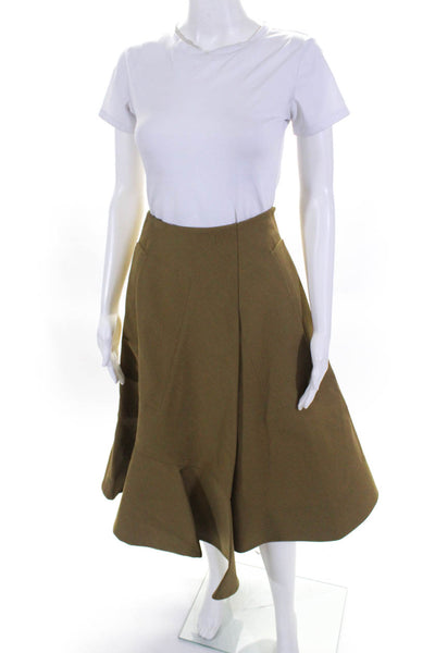 Colville Womens Voulant Cascading Flare Hem A-Line Skirt Green Size 38