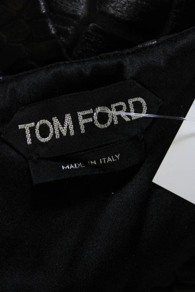 Tom Ford Womens Crocodile Jacquard V Neck Halter Sheath Dress Black Size FR 36