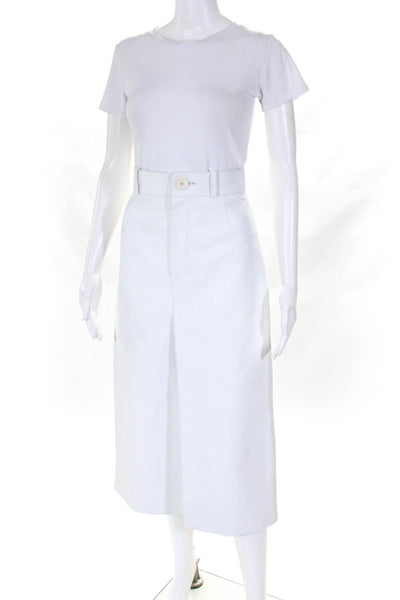 Balenciaga Womens Midi Length Leather A Line Skirt White Size FR 36