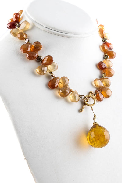 Designer 22KT Yellow Gold Citrine Briolette Beaded Necklace