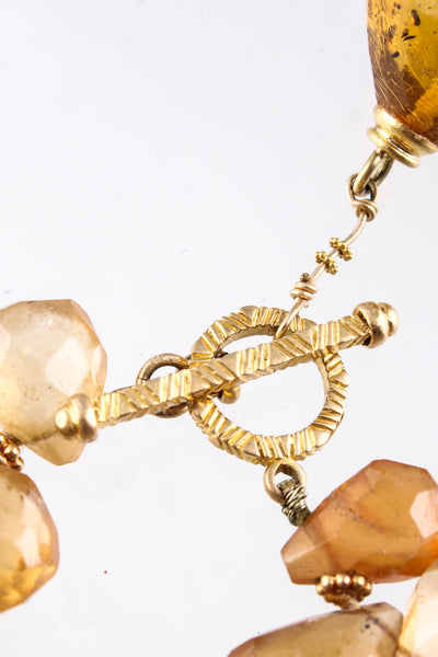 Designer 22KT Yellow Gold Citrine Briolette Beaded Necklace