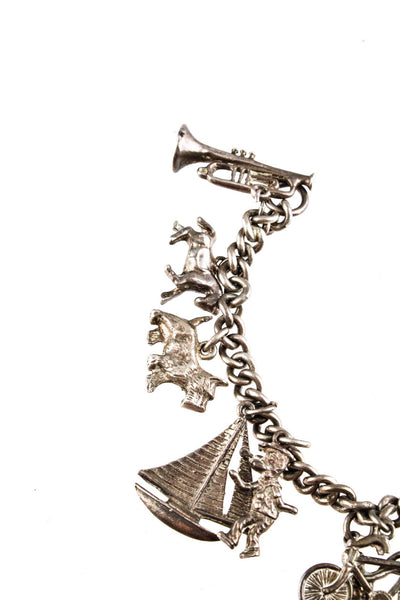 Designer Womens Sterling Silver Novelty Charm Bracelet