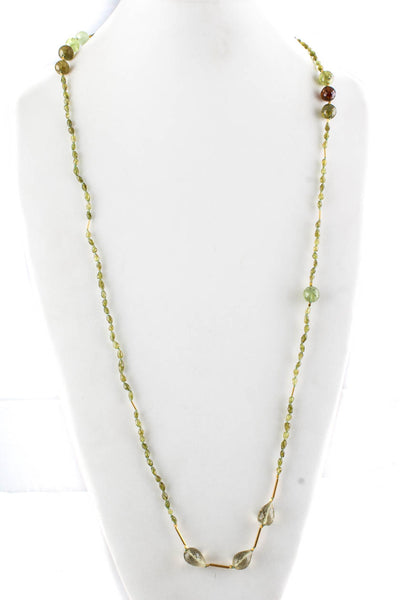 Janis Provisor Womens Green Citrine Beaded 18kt Yellow Gold Strand Necklace