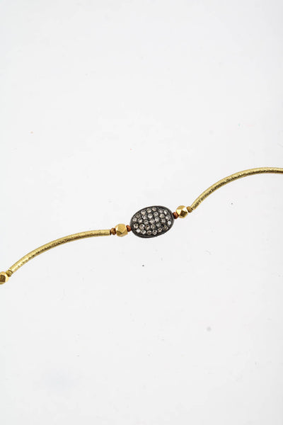 Janis Provisor Womens 18kt Yellow Gold Beaded Diamond Quartz Pendant Necklace