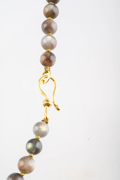 Janis Provisor Womens 18kt Yellow Gold Beaded Diamond Quartz Pendant Necklace