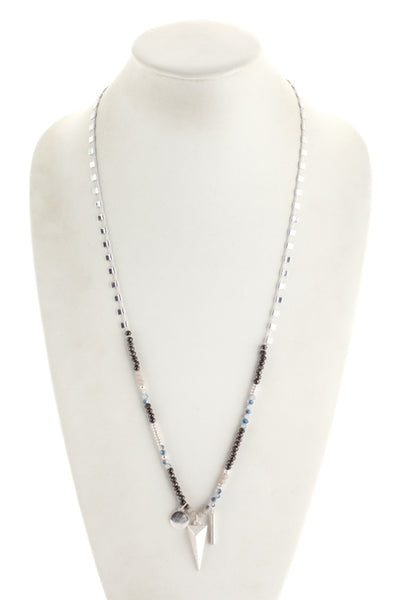 Marlyn Schiff Silver Tone Blue Hematite Double Strand Necklace $96 NEW